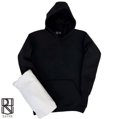 هودی ساده بیسیک مشکی و سفید تک